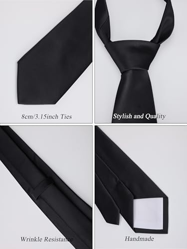 Forony Solid Ties for Men with Pocket Square Sets Mens Necktie Ties Formal Tuxedo Wedding - Image 4