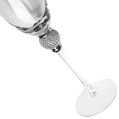 Berkware Set Of 2 Champagne Glasses - Luxurious Champagne Flutes With Dazzling Rhinestone Design And Rhodium Silver Rim #TOP4