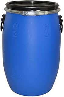 60 Litre Plastic Blue Open Top Storage Barrel with Lid and Latch Ring, UN Approved, Food Grade