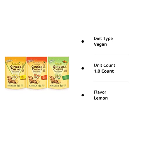 Prince Of Peace Ginger Chews 3 Flavor Variety Pack 4Oz - Flavors Original, Lemon, Blood Orange, 100% Natural, Non-Gmo, Vegan And Gluten-Free #TOP2