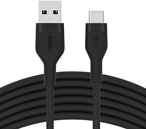 Belkin BoostCharge Flex Silicone USB Type C to A Cable (1M/3.3FT), USB USB-IF Certified USB-C Charging Cable for iPad Pro, Galaxy S21, Ultra, Plus, Note 20, Pixel, and More - White