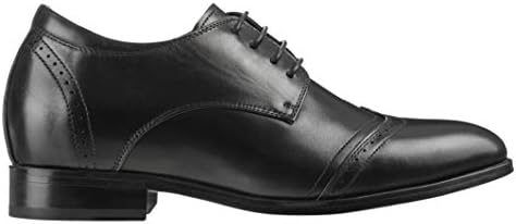 TOTO Men's Invisible Height Increasing Elevator Shoes - Black Leather Lace-up Wing-tip Formal Oxfords with Leather Bottom - 2.6 Inches Taller - X70201 - Size 11.5 D(M) US | Image 1