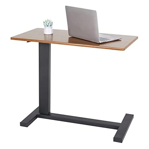 FATIVO Overbed Bedside Table with Rolling Wheels 80x40x89.5cm C Shape Side Table Adjustable Height Hospital Bed End Table Sofa Large Laptop Side Table for Couch, Living Room, Multiple Uses Cover