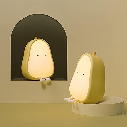 ipalmay Night Lights for Kids USB Rechargeable Lamps, BPA-Free ABS+Silicone Bedside Lamp for Breastfeeding,Color Changing, Yellow Pear