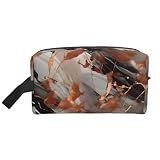 DRTGEDS Marble Texture Copper Splatter Printed Toiletry Storage Bag, Large Capacity Organizer Pouch For Power Bank And Cables Use