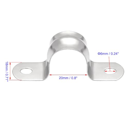 MACHSWON 20mm(0.8") Rigid Pipe Strap 2 Holes U Bracket Cable Clamp, 201 Stainless Steel Tension Tube Clip Conduit Clamp Hanger 16pcs - Image 2