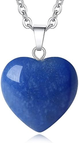 XIANNVXI Heart Necklaces for Women Crystal Heart Pendant Necklaces,Prensents for Mum,Natural Healing Gemstone Pendant with Silver Chain,Mum Necklace Jewellery Mummy Gift