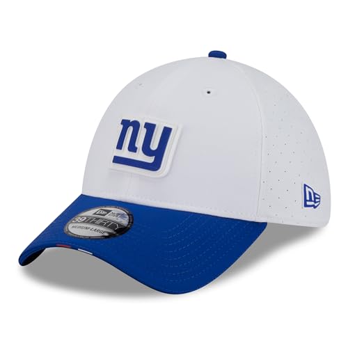 New Era Men's White/Royal New York Giants 2025 NFL Training Camp 39THIRTY Flex Hat