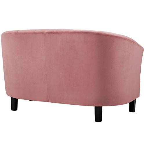 Modway Prospect Channel Tufted Upholstered Velvet Loveseat, Dusty Rose #TOP4