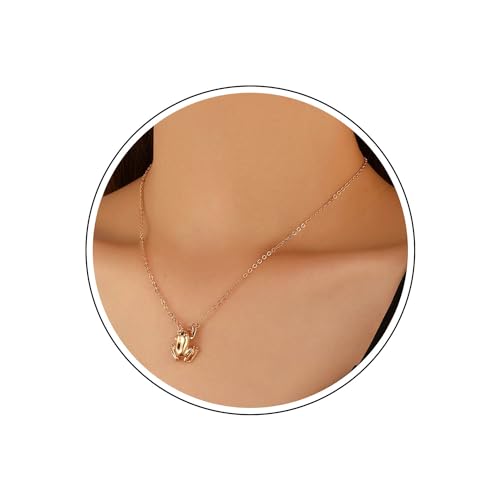 Wendalern Collier Grenouille D'or Pendentif Grenouille De Dessin Animé Chaîne D'or Collier Bijoux Pour Femmes, Hommes et Enfants