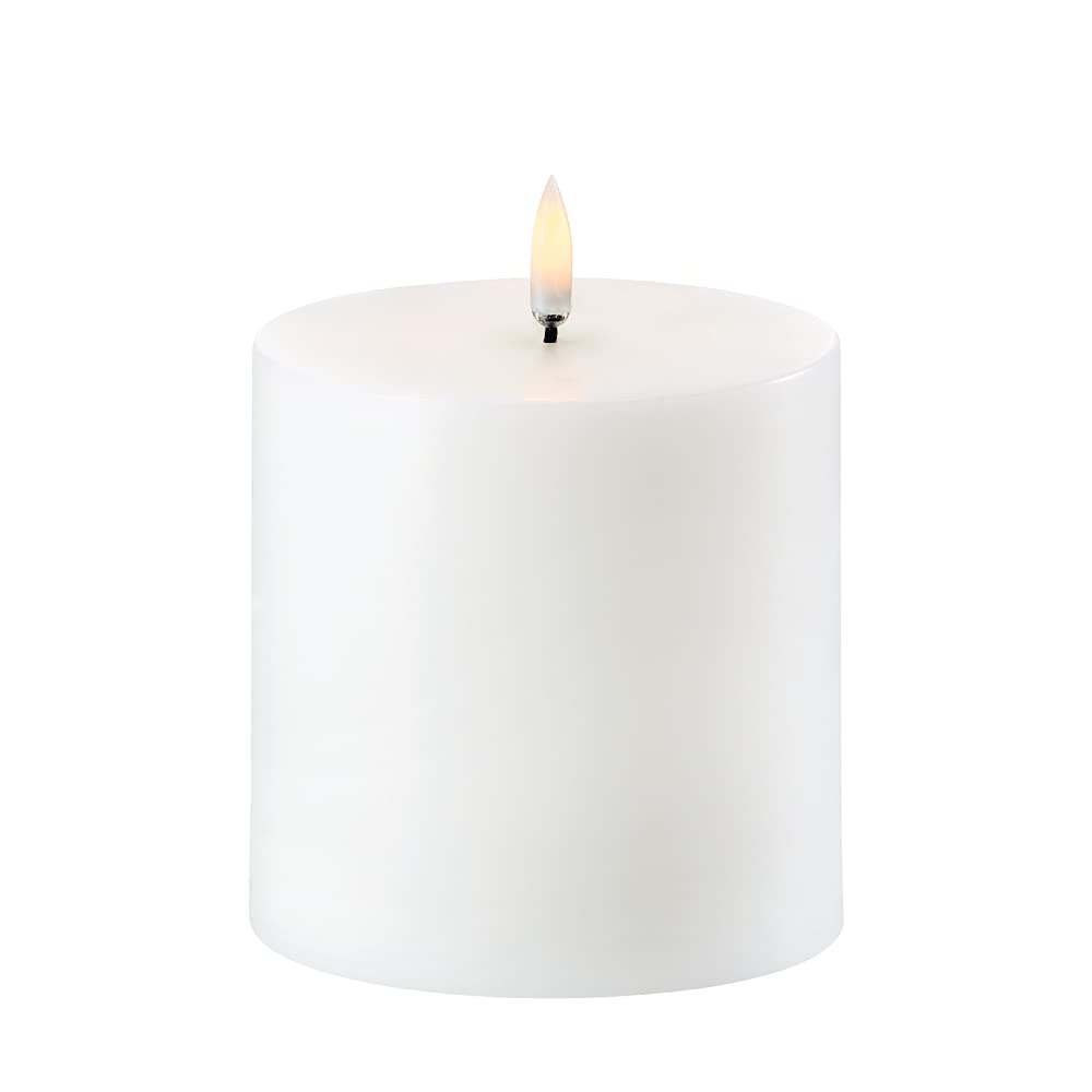 UYUNI Lighting | Flameless LED Battery Operated Pillar Candle | 10.1 x 10.1cm | Nordic White