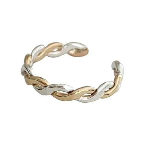 Toe Ring | Twine Medley Braided .925 Sterling Silver & 14K Gold Fill | Adjustable Toe Ring | Two-Tone Mixed Metal Ring | One Size Fits Most Cover