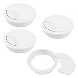 Quacc 4 PCS Desk Cable Wire Grommet Table Cable Grommet Desk Cable Hole Cover Plastic Desk Grommet for Organize Office and Home Table Cable (White)