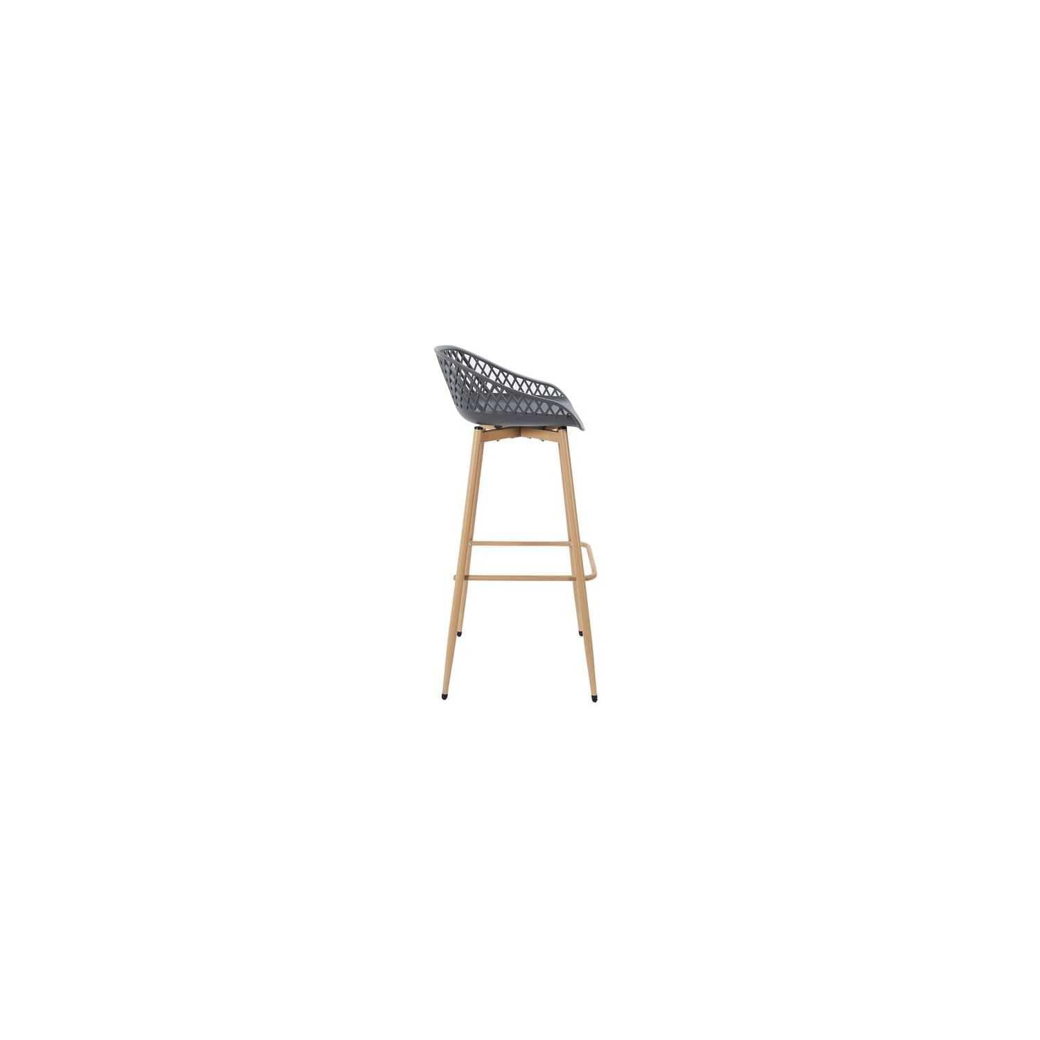 HOME DECO FACTORY Lot de 2 Tabourets de Bar Malaga Extérieur Gris et Marron