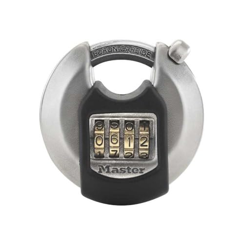 Master Lock 70mm wide Excell zinc discus padlock with shrouded shackle; set-your-own combination