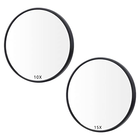 guangyuan 2 Pieces Eyebrow Magnifying Mirror 15X 10X Makeup Mirror Small Mini Travel Mirror with Suction Cups for Makeup Eyebrow Tweezing Makeup Magnifier Cover