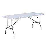 outsunny tavolo pieghevole da picnic tavolino da giardino campeggio portatile in pe 180x 74x 74cm bianco