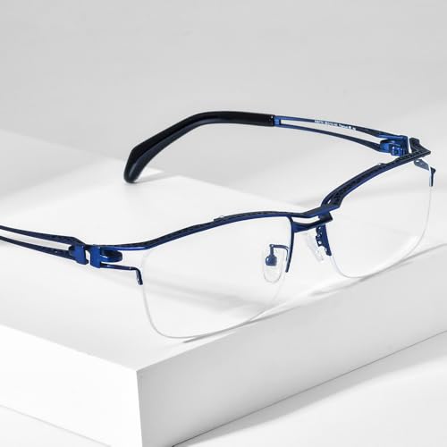 Image of FONEX Pure Titanium Glasses Frame Men Semi Rimless Square Eyeglasses Eyewear DTX416