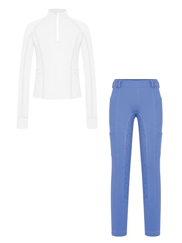 Tenue d'équitation pour filles avec pull mi-fermeture et jodhpur
