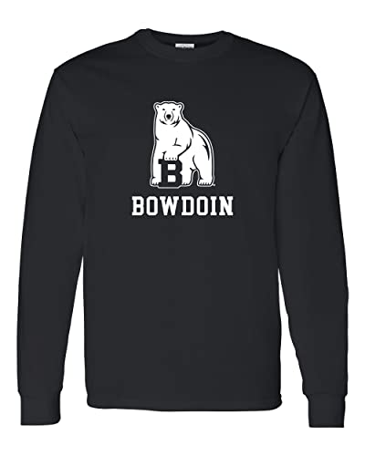Bowdoin College Polar Bear B Unisex Long Sleeve T-Shirt (Black, Large) - Bowdoin Polar Bears Apparel
