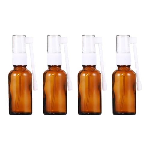 FSSTUD 4 botellas de spray nasal de vidrio vacías de 30 ml, botella pequeña de pulverización nasal recargable, botella de agua de maquillaje, pulverizadores de niebla fina, atomizadores con rotación