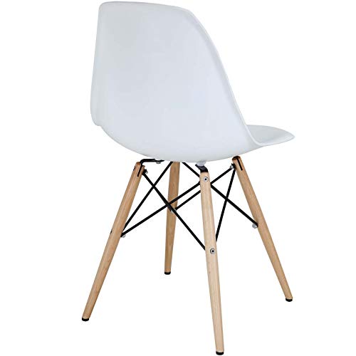 Modway Pyramid Mid-Century Modern With Natural Wood Legs, Two Dining Side Chairs, White #TOP2