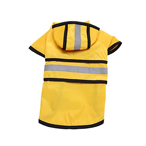 MERRYHAPY Lovely Dog Reflective Raincoat for Small Dogs Hooded Pet Rain Jacket for Outdoor Walking and Running Yellow