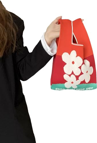 Kawn® Crochet Wrist Handbag for Women Wristlet Handbag Sleeve Knot Pouch Portable knitted breathable lightweight foldable Casual Small Purse Cute Tote Bag For Shopping, Dating, Travel