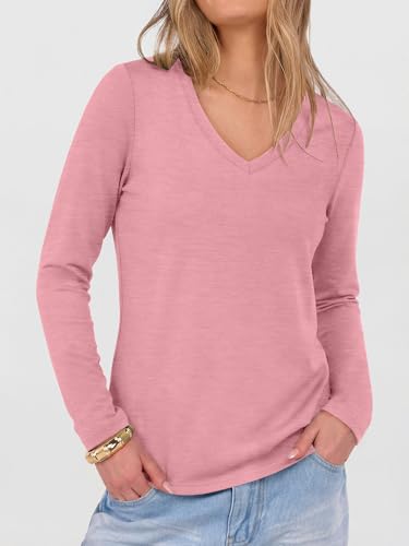 Image of ANRABESS Long Sleeve Shirts for Women Wrinkle Free V Neck Fall Top