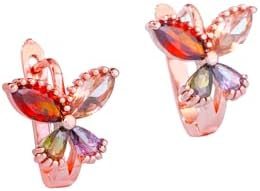 Yellow Chimes Earrings for Women and Girls | Fashion Multicolor Swiss AAA Zircons Crystal Studs | Rose Gold Plated Clip On Stud | Butterfly Shaped stud Earrings | Accessories Jewellery for Women | Birthday Gift for Girls Anniversary Gift for Wife