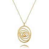Dainty Evil Eye Pendant Long Necklace for Women Trendy Saturn Charm Sweater Necklace Simple Gold Chain Protection Necklaces