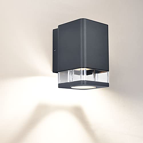 BRIMMEL Au&szlig;enwandleuchte Aluminium Down Wandleuchte f&uuml;r au&szlig;en Garten Vorne Badezimmer Veranda Garage Au&szlig;enleuchte 35W Max GU10 Sockel Au&szlig;enlampe, Gl&uuml;hbirnen nicht enthalten