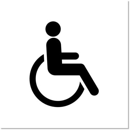 Handicap Access Symbol Sign 6 x 6 (White/Black)