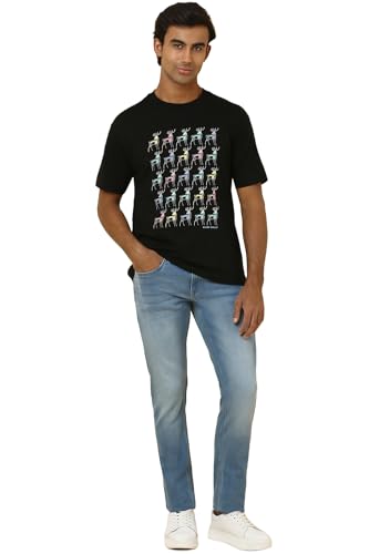 Image of Allen Solly Men's Cotton T-Shirt | Drop Shoulder | Chest Print | Regular Fit | Casual Streetwear Style