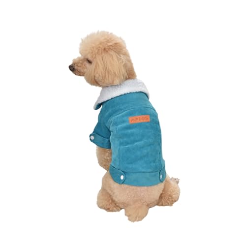 犬用 ジャケット 冬服 コート 防寒 おしゃれ ペット服 裏ボア あったか 小型犬 中型犬 コーデュロイ S M L XL 4カラー COTEN (ブルー, XL)