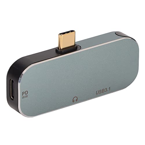 Rengue Hub USB C 5 en 1 Adaptador Multipuerto de Base Tipo C con Carga PD de 100 W Datos de 10 Gbps de 3,5 Mm Puertos Intercambiables en Caliente para Teléfono Portátil Mac
