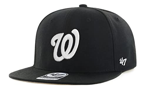47 Washington Nationals Mens Womens No Shot Captain Adjustable Snapback Black White Hat