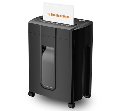 45dB Ultra Quiet Paper Shredder, 45Minutes,15 Sheets Cross Cut Shredders for Home Use UK with 18L Pull-Out Bin & Casters, Black Office Shredder for Confidential Documents,Shred Credit Card/Mail/Staple