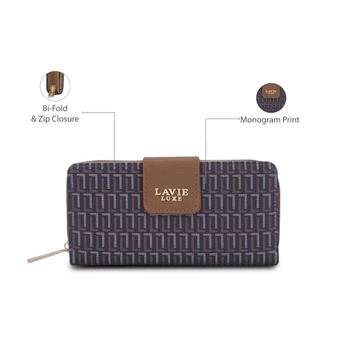 Image of Lavie Luxe Women's Mono Mia25 Bifold Zip Wallet |Gift For Ladies