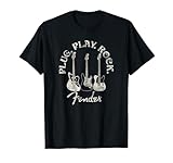 Fender Guitar Plug Play Rock Centered Tシャツ