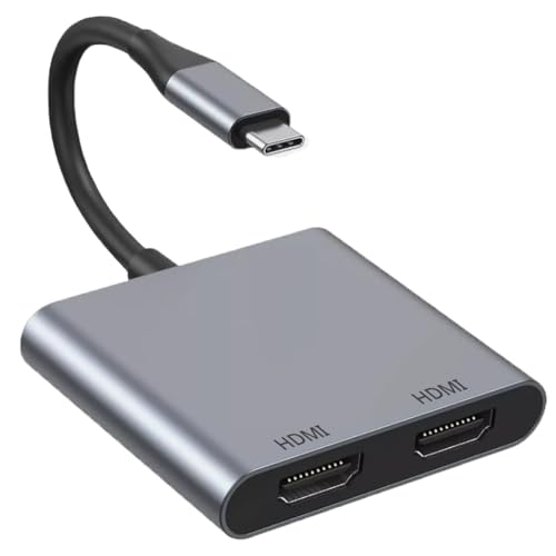Image of USB C to Dual HDMI Adapter, Type C Hub for 2 Monitors Adapter C to HDMI Splitter Extended Display for MacBook Pro, Dell XPS, Laptop, Samsung Galaxy S24 S23 and More USB C Devices