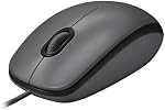 Logitech M100 Wired USB Mouse, 3-Buttons, 1000 DPI Optical Tracking, Ambidextrous PC/Mac/Laptop - Dark/Black