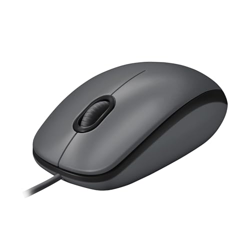 Logitech M100 Wired USB Mouse, 3-Buttons, 1000 DPI Optical Tracking, Ambidextrous PC/Mac/Laptop - Dark/Black