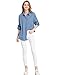 Minibee Women's Casual Cotton Linen Blouse Plus Size High Low Shirt Long Sleeve Tops Denim Blue XL