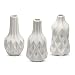 Modern Home Decor White Ceramic Vase, Dr.Cerart Small Flower Bud Vase for Household Adornment, Office, Living Room Decoration-Set of 3 Different Stripes Vases