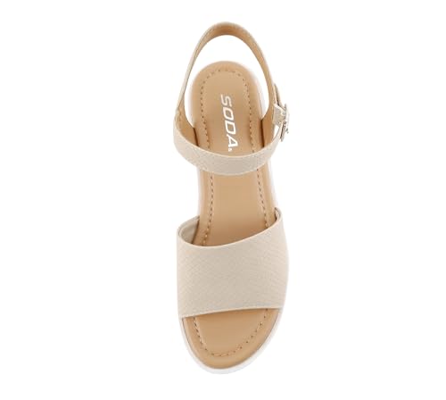Image of Soda inchStacie inch ~ Women Open Toe Lug Sole Mid Block Heeled Sandals with Adjustable Ankle Strap