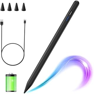 Stylus Pen for iPad 2018-2021 Stylus Pencil for Apple iPad 9th/8th/7th Gen/Mini 6th/5th Gen/Pro 11/12.9''/Air 5th/4th/3rd Gen Active Stylus with 4 PCS Tips with Palm Rejection & Tilt Function(Black)