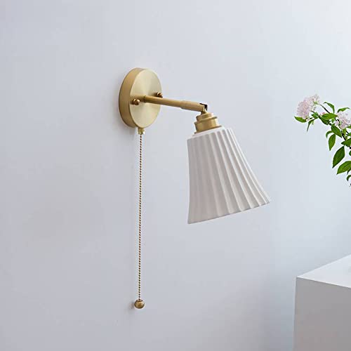 Lámpara de pared de latón ajustable con interruptor de cadena para salón interior 5