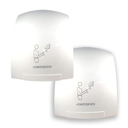 YASTA Asciugamani Automatico Elettrico Hotel Asciuga Mani ad Aria Calda da Parete Bagno con Sensore Fotocellula (1800 Watt) Coppia