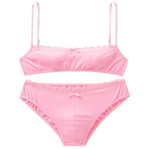 ABAFIP Men's Sissy Bra Floral Lace Panties set Crossdressing Outfits Bowknot Bikini Briefs Underwear Clothes3